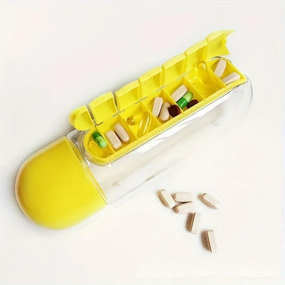 2-in-1 Water Bottle with 7-Day Pill Organizer – 600ml