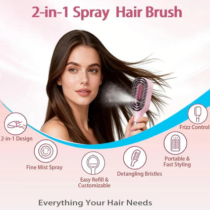 2-in-1 Sprayer Comb with Scalp Massage Hair Brush