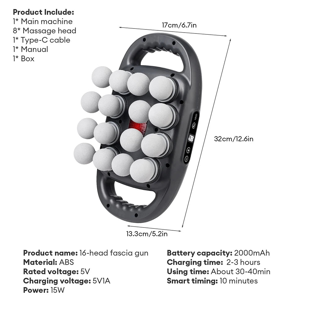 16-Head Massage Gun for Deep Tissue Muscle Recovery