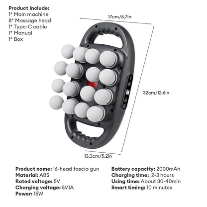 16-Head Massage Gun for Deep Tissue Muscle Recovery
