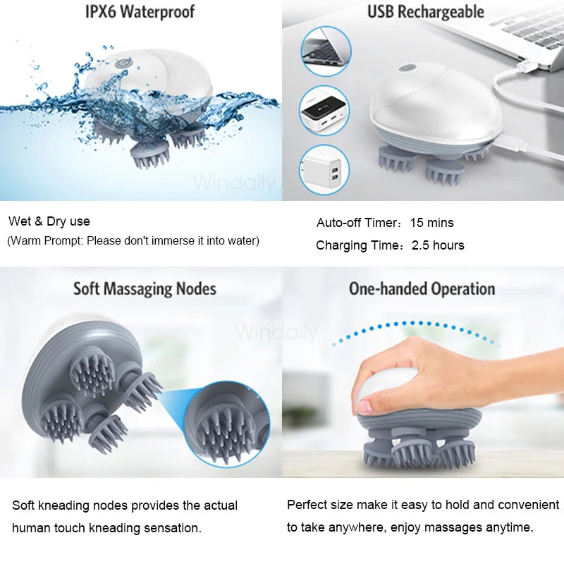 Electric Scalp Massager for Deep Head & Neck Relaxation